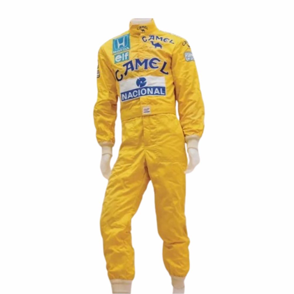 Ayrton Senna 1987 Lotus Camel F1 Racing Vintage Suit 