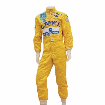 Ayrton Senna 1987 Lotus Camel F1 Racing Vintage Suit 