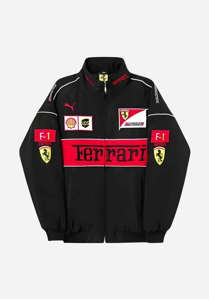 Black Ferrari F1 Racing Motorsport Racing Jacket