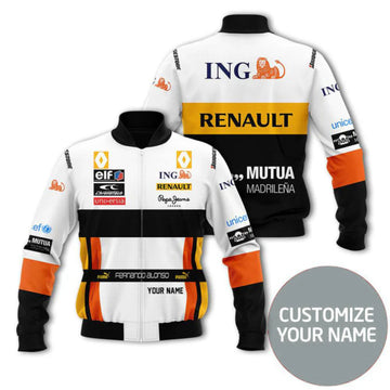 Custom Renault Fernando Alonso F1 Team Racing Bomber Jacket