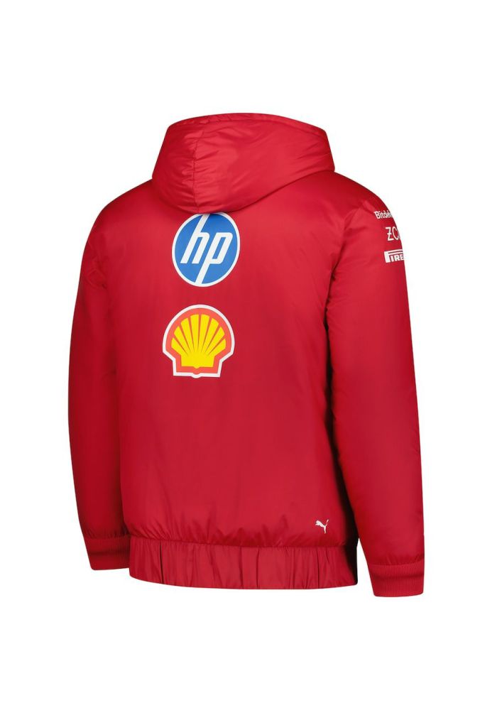 Ferrari F1-Inspired Racing Jacket With Hood – Red Zip-Up Motorsport Jacket