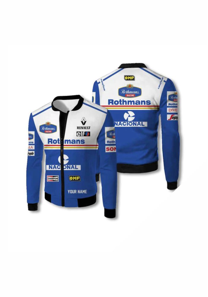 Rothmans Williams Renault F1 Team-Inspired Racing Bomber Jacket